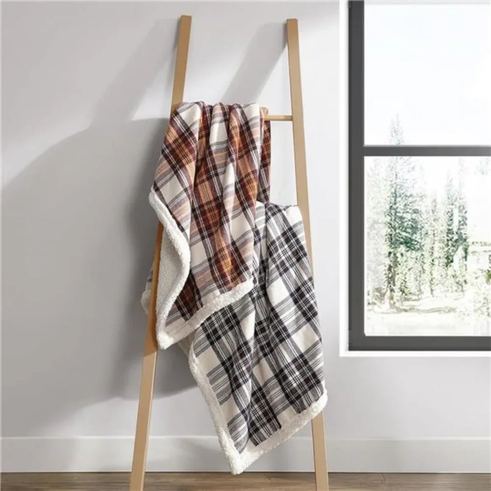 Brown Throw Blanket Reversible Sherpa Fleece Bedding‎ Home Decor for All Seasons